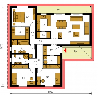 Floor plan of ground floor - BUNGALOW 221
